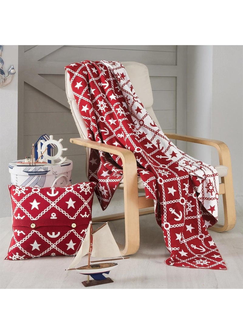 Miespiga Marine Pattern Knitwear Blanket Sofa Throw and Throw Pillow Cover Set  - Image 2