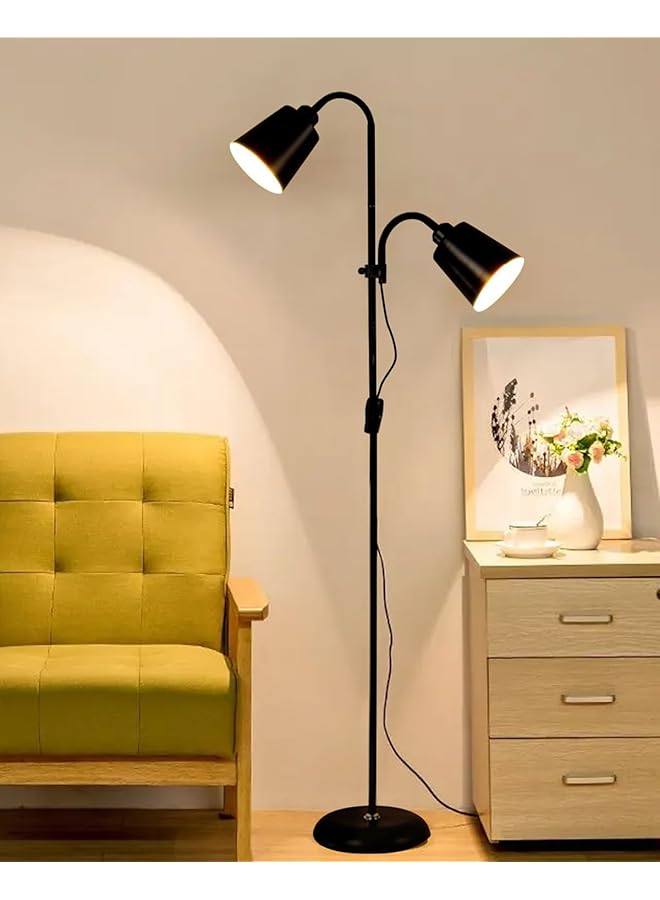 إيروريكس مصباح أرضي طويل بإضاءة أرضية مع 3 درجات حرارة لونية، مصباح قائم على شكل عنق الإوزة قابل للتعديل لغرفة المعيشة وغرفة النوم وغرفة الدراسة والمكتب، أسود - Image 1