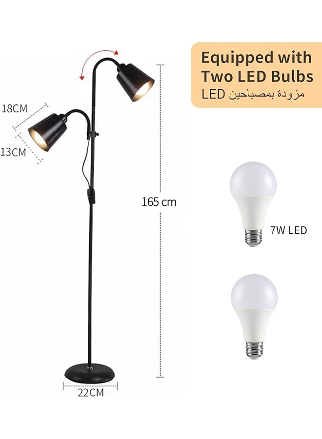 إيروريكس مصباح أرضي طويل بإضاءة أرضية مع 3 درجات حرارة لونية، مصباح قائم على شكل عنق الإوزة قابل للتعديل لغرفة المعيشة وغرفة النوم وغرفة الدراسة والمكتب، أسود - Image 2