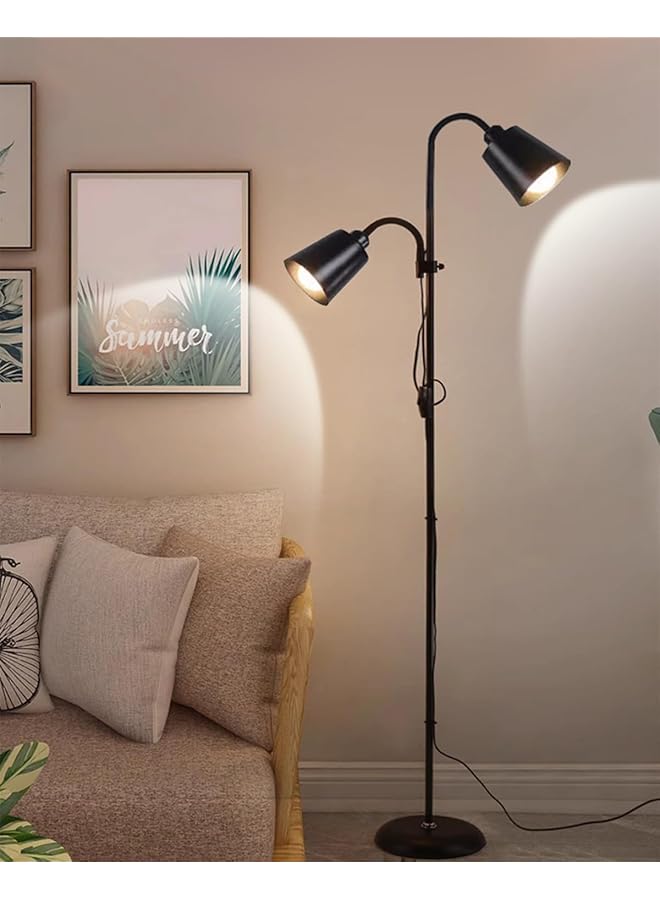 إيروريكس مصباح أرضي طويل بإضاءة أرضية مع 3 درجات حرارة لونية، مصباح قائم على شكل عنق الإوزة قابل للتعديل لغرفة المعيشة وغرفة النوم وغرفة الدراسة والمكتب، أسود - Image 4