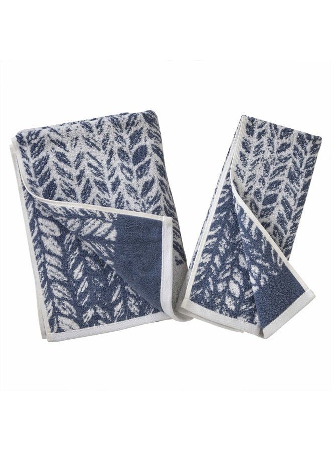 SKL Home Distressed Leaves 100% Turkish Cotton Hand Towel Set, 16" x 26", Denim 2 Count - Image 5
