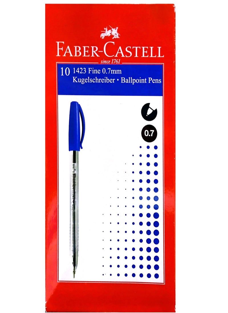 FABER-CASTELL - Pack Of 10 Ball Pens 0.7 mm Blue - Image 1