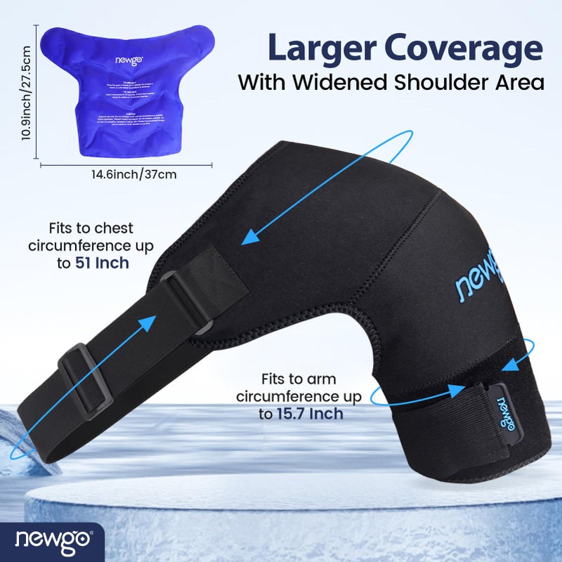 NEWGO Shoulder Ice Pack Wrap for Rotator Cuff Cold Therapy, FSA Eligible Gel Ice Pack for Injuries Reusable Cold Pack for Shoulder Swelling Discomfort After Surgery, Medium/Black - Image 4