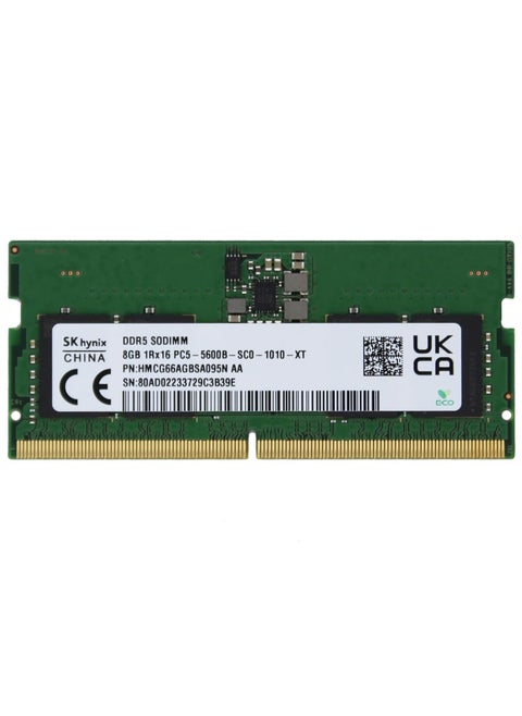 وحدة ذاكرة RAM DDR5 هاينكس 8GB (1x8GB) 5600MHz PC5-44800 SODIMM 1Rx16 CL46 1.1v HMCG66AGBSA095N نوت بوك لابتوب RAM ترقية ادامانتا