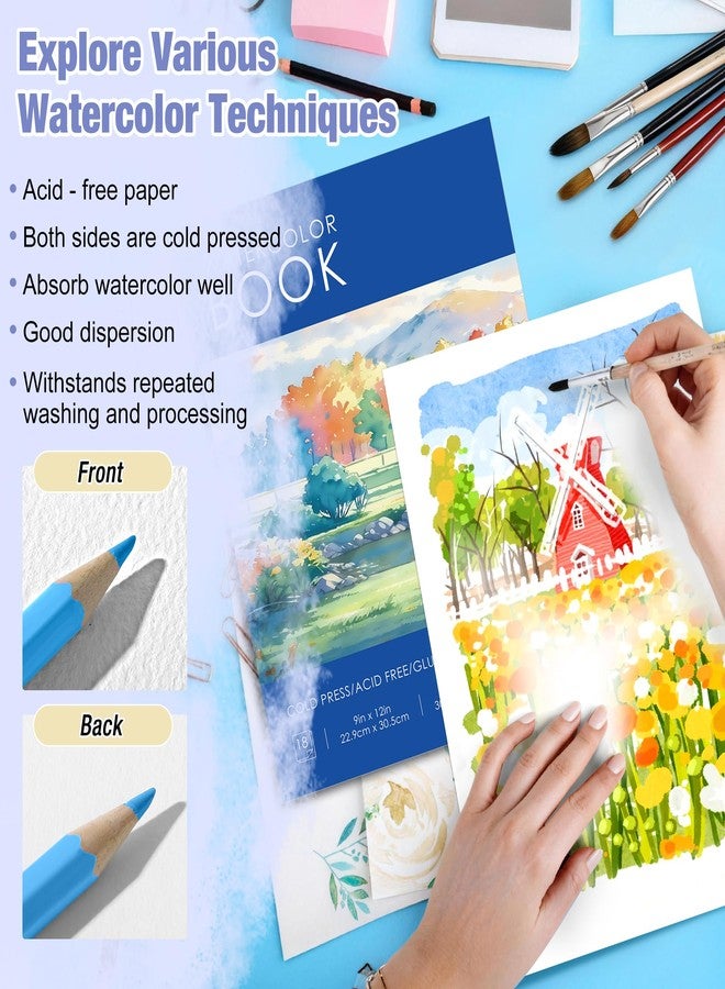 دفتر رسم ألوان مائية من كريازيك، مقاس 9 × 12 بوصة، وزن 300 غرام/140 رطل | ورق ألوان مائية ثقيل الوزن، خالٍ من الأحماض، مضغوط على البارد، دفتر رسم فني للبالغين والأطفال والمبتدئين، مثالي للألوان المائية والوسائط المتعددة والأعمال الحرفية - Image 4