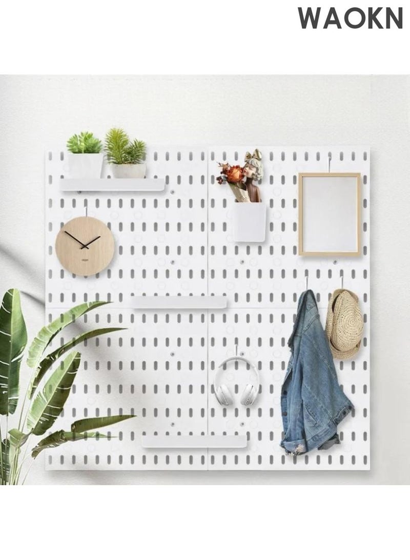 WAOKN 4-piece white nail board wall cabinet kit, wall cabinet storage rack display rack, modular wall mounted cabinet, no drilling accessory wall, with box and hook, nail board can be used for dormitory kitchen bathroom wall decoration. - Image 1