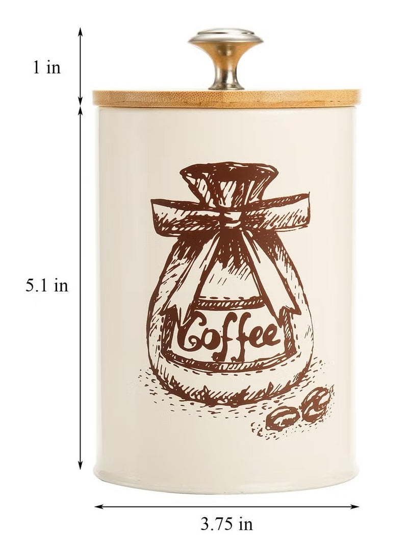 3-Piece Vintage Airtight Kitchen Containers Decorations with Lids Portable Coffee Tea Sugar Set Metal Canister Can Pot Decorative Kitchen Canister Jars Food Storage (Beige) - Image 4