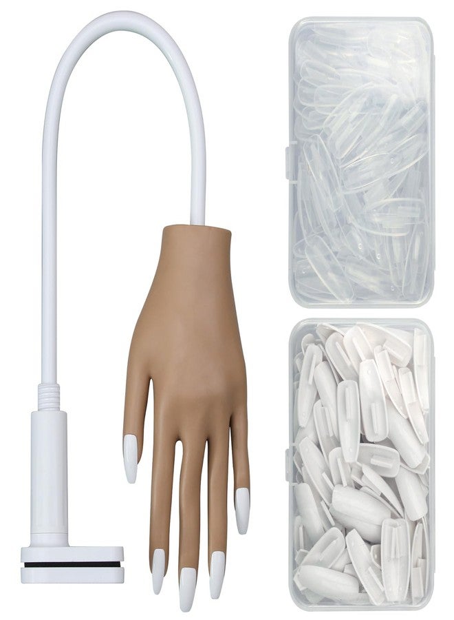 BORNBYME Acrylic Practice Hand Fake Nails Kit, BORNBYME Upgrade Nail Training Adjustable Finger Kits, Fake Nails Hands for Nail Beginner Practice with 200 PCS Nail Tips, White - Image 1