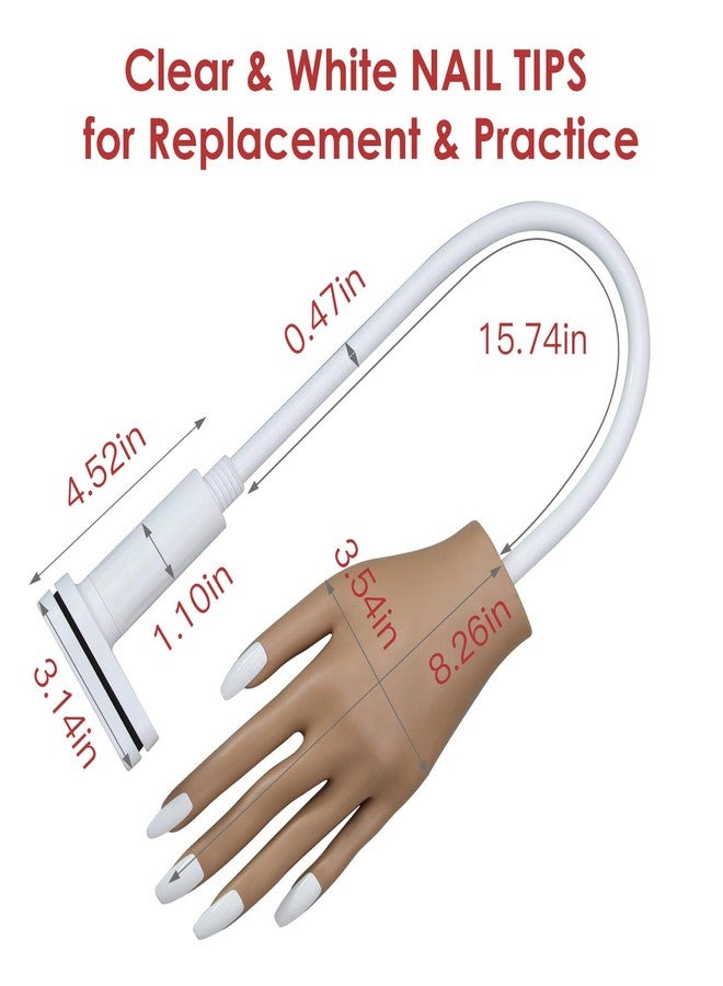 BORNBYME Acrylic Practice Hand Fake Nails Kit, BORNBYME Upgrade Nail Training Adjustable Finger Kits, Fake Nails Hands for Nail Beginner Practice with 200 PCS Nail Tips, White - Image 5