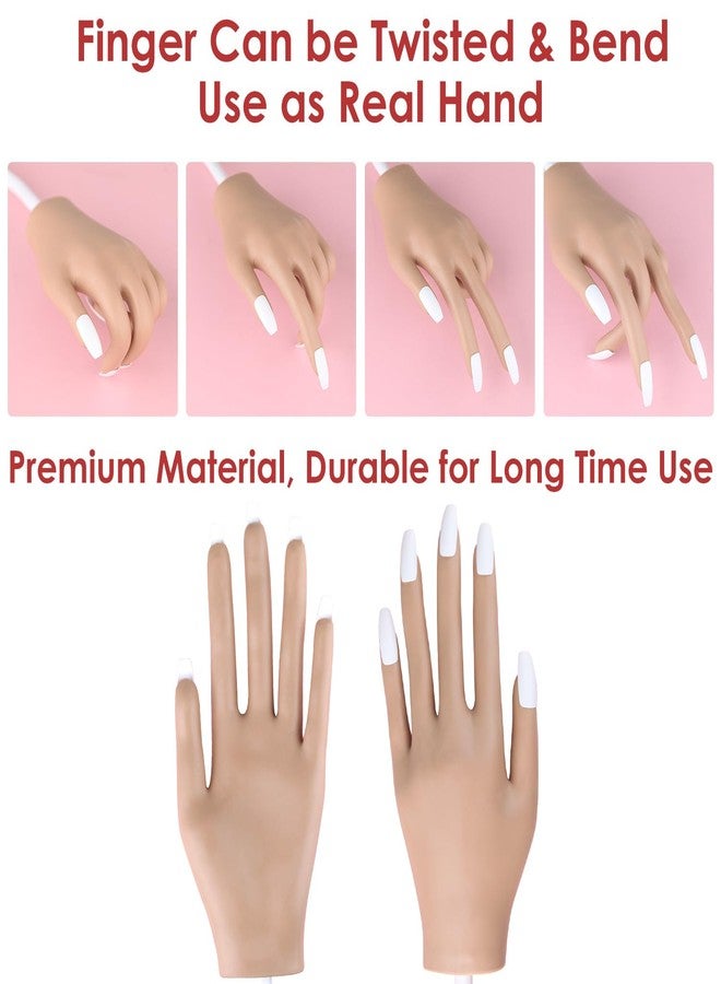 BORNBYME Acrylic Practice Hand Fake Nails Kit, BORNBYME Upgrade Nail Training Adjustable Finger Kits, Fake Nails Hands for Nail Beginner Practice with 200 PCS Nail Tips, White - Image 4