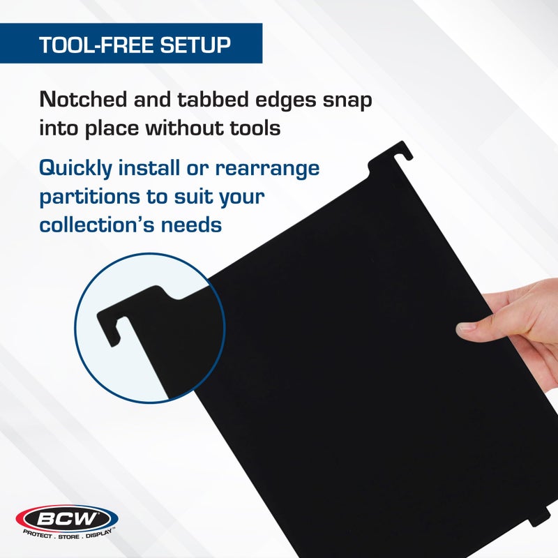 BCW Magazine & Document Bin Partitions - 3 Pack | Smooth Black Plastic Finish, Works With Adhesive Labels | Magazine Dividers Fit Magazine & Document Bin | Magazine Storage Accessories - Image 5