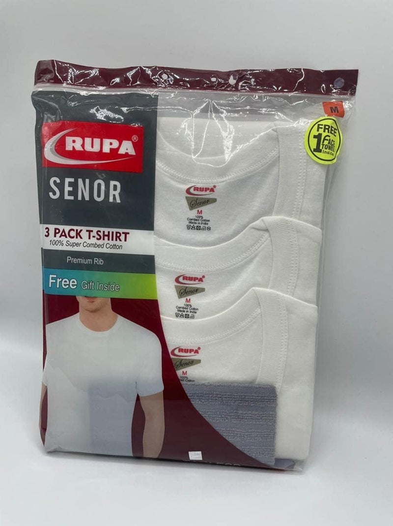 Rupa Men's Senor T-Shirts Undershirts - 3 Pack Classic Fit White - Image 4