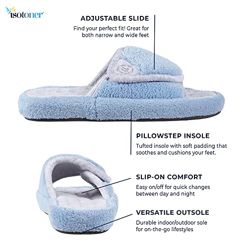 isotoner Women's Indoor/Outdoor Slip-on Adjustable Terry Spa Slide Slippers with Memory Foam Comfort, White, 6.5-7 - Image 2