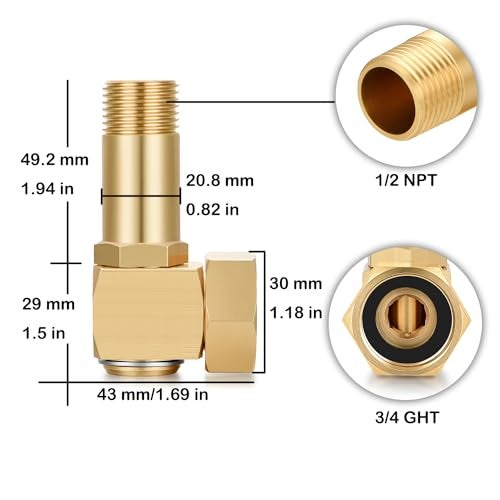 YELUN Garden Hose Reel Parts Fittings Swivel Elbow Connector Garden Hose Swivel Reel Replacement Parts Brass Replacement Part Swivel Adapter(1 PCS) - Image 2