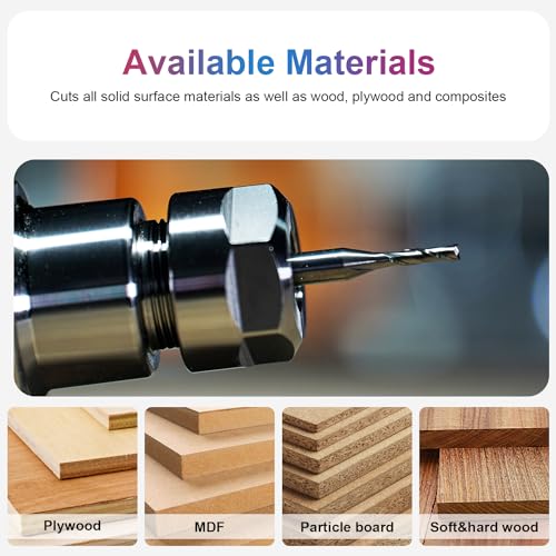 SpeTool CNC Spiral Router Bits with Up Cut 1/8 inch Cutting Diameter, 1/4 inch Shank HRC55 Solid Carbide End Mill for Wood Cut, Carving - Image 5
