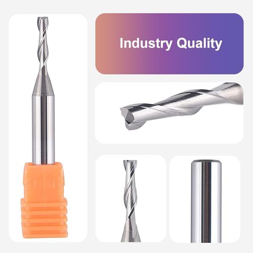 SpeTool CNC Spiral Router Bits with Up Cut 1/8 inch Cutting Diameter, 1/4 inch Shank HRC55 Solid Carbide End Mill for Wood Cut, Carving - Image 3