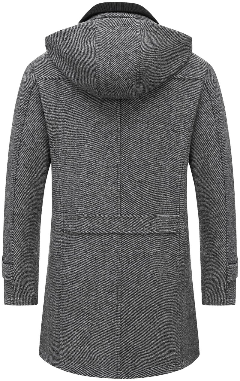 Chrisuno Mens Wool Jacket Men's Trench Rain Coats Dress Pea Coat Men Blend Single Breasted Notch Lapel Classic Top Peacoat Dark Grey 2XL - Image 4
