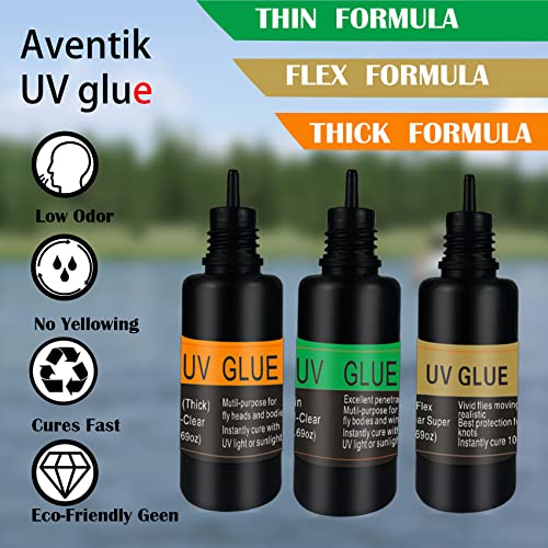 EUPHENG Fly Tying UV Resin Three Formula Thick,Thin and Super Flex Fly Tying Head Cement Fly Tying Glue for Building Flies Heads Bodies and Wings and Gluing Eyes - Image 3