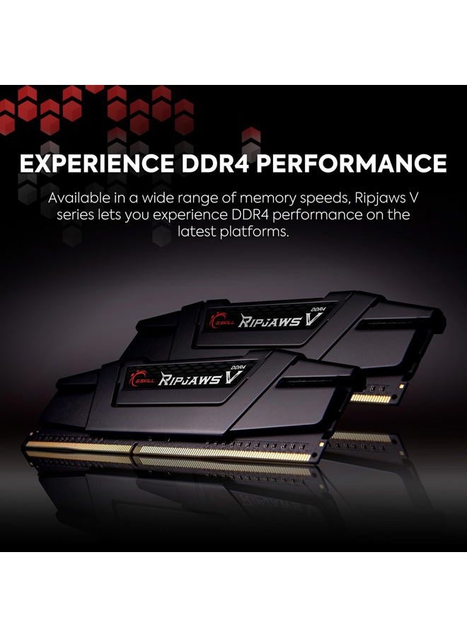 G.Skill RipjawsV Series DDR4 RAM (XMP) 64GB (4x16GB) 3200MT/s CL16-18-18-38 1.35V Intel AMD Desktop Computer Memory U-DIMM - Black (F4-3200C16Q-64GVK) - Image 2