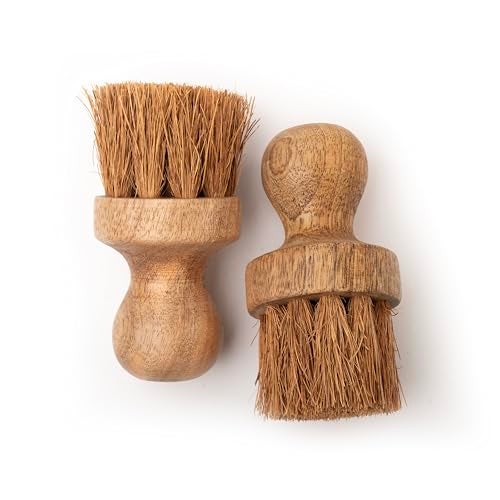 WoCra® Wooden Dish Scrub Brush Pack of 2 | Natural Coir Bristles Kitchen Scrubber Brush for Cleaning Vegetables, Cast Iron, Pots, Pans & Sink | Natural Wooden Kitchen Cleaning Tool - Image 4