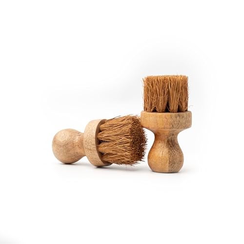 WoCra® Wooden Dish Scrub Brush Pack of 2 | Natural Coir Bristles Kitchen Scrubber Brush for Cleaning Vegetables, Cast Iron, Pots, Pans & Sink | Natural Wooden Kitchen Cleaning Tool - Image 1
