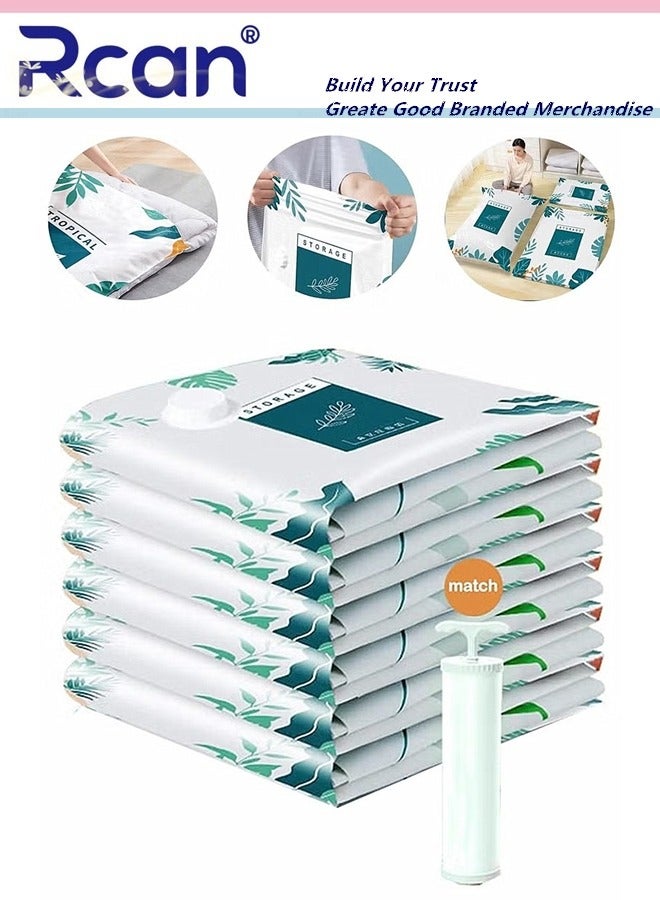 Rcan Premium Plastic Vacuum Seal Bag Reusable Vacuum Storage Bags with Hand Pump Double Zip Seal Special Grip Clip Vacuum Bags for Clothes Mattress Blanket Duvets Pillows Quilt Travel  - Image 1