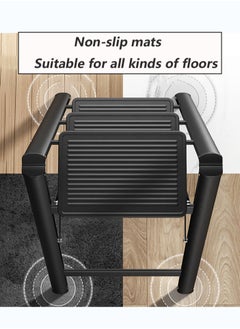 SUNRISE 3 Step Folding Step Stool,Steel Metal Step Stools Non-Slip Pedal,Small Portable Ladder Kitchen Lightweight Home Office Ladders  - Image 5
