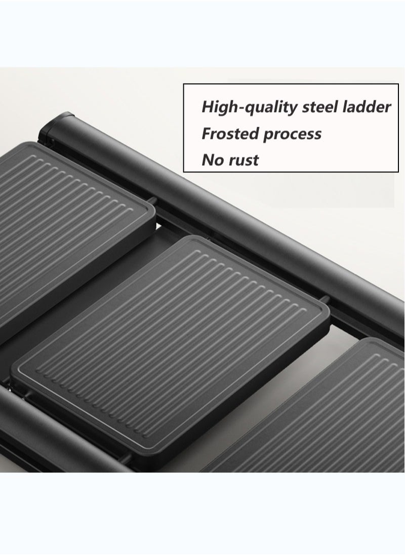 SUNRISE 3 Step Folding Step Stool,Steel Metal Step Stools Non-Slip Pedal,Small Portable Ladder Kitchen Lightweight Home Office Ladders  - Image 3