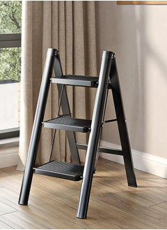SUNRISE 3 Step Folding Step Stool,Steel Metal Step Stools Non-Slip Pedal,Small Portable Ladder Kitchen Lightweight Home Office Ladders  - Image 1
