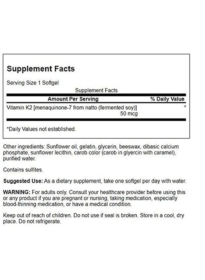 Swanson Natural Vitamin K2 with Nattokinase 30 Sgels (4 Pack) - Image 2