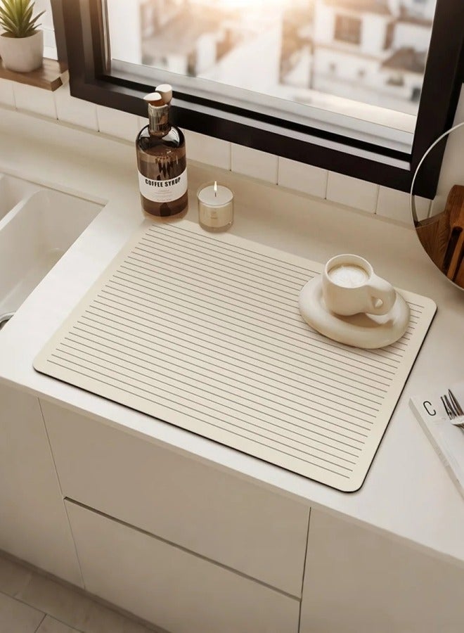 1pc, Tray Drying Mat, Geometric Soft Diatomal Technology Cloth Drainage Mat, Anti-slip Super Absorbent Wear-resistant Coffee Machine Pad, Table Mat, Patio Table Decoration, Drain Mat, Household Kitchen Supplies - Image 1