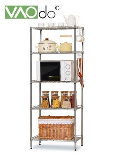 VAOdo 4 Tier Metal Frame Storage Shelf Unit Floor to Ceiling With Casters Easy Installation Finishing Rack Home Kitchen Office Garage Laundry Bathroom  - Image 1