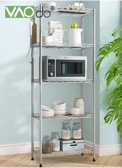 VAOdo 4 Tier Metal Frame Storage Shelf Unit Floor to Ceiling With Casters Easy Installation Finishing Rack Home Kitchen Office Garage Laundry Bathroom  - Image 2