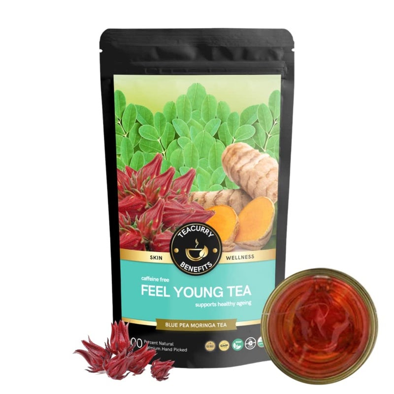 TEACURRY Anti Ageing Tea 50 Gms Loose Tea Anti Aging for Skin Tightening and Glowing Radiant Skin Anti Oxidant Rich to Reduce Wrinkles 100 Natural Anti Aging Green Tea - Image 1