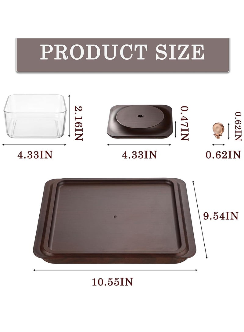 طوفريات ضيافة سعودية فاخرة مجموعة صحون مكسرات وحلويات فاخرة بلون خشب - صحن فواكه | 4 علب مكسرات قابلة للتخزين مع صينية تقديم كبيرة متعددة الاستخدامات للضيافة المنزلية والحفلات والمناسبات | هدايا عيد أنيقة - Image 2