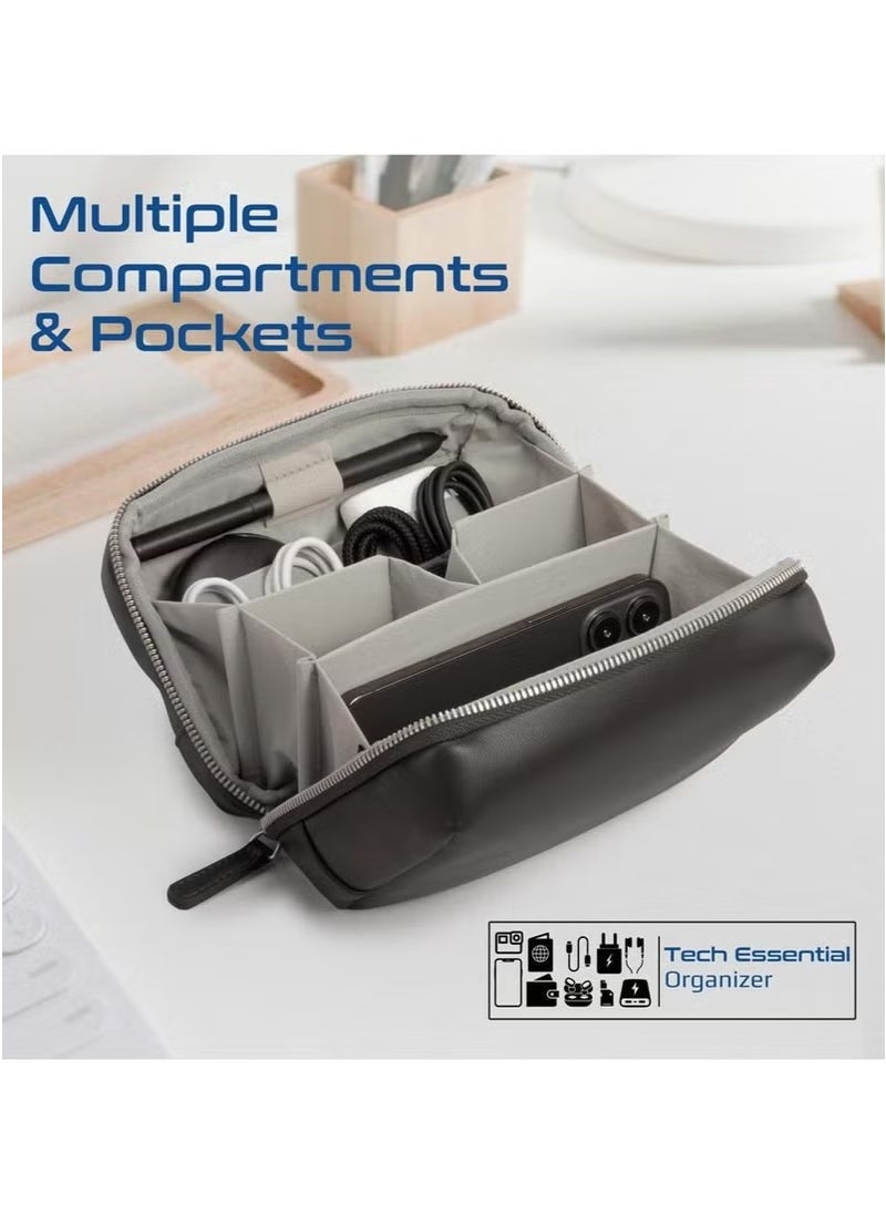 PROMATE - Compact Tech Essential Organizer Pouch Bag with Multiple Compartments - Black - Image 1