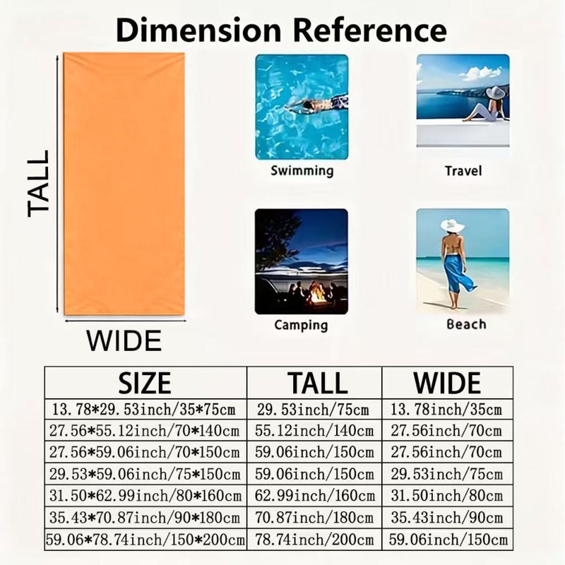 Retro Orange Microfiber Beach Towel 35x75cm Soft Lightweight Machine Washable for Swimming Surfing Bathing Travel Gift - Image 3