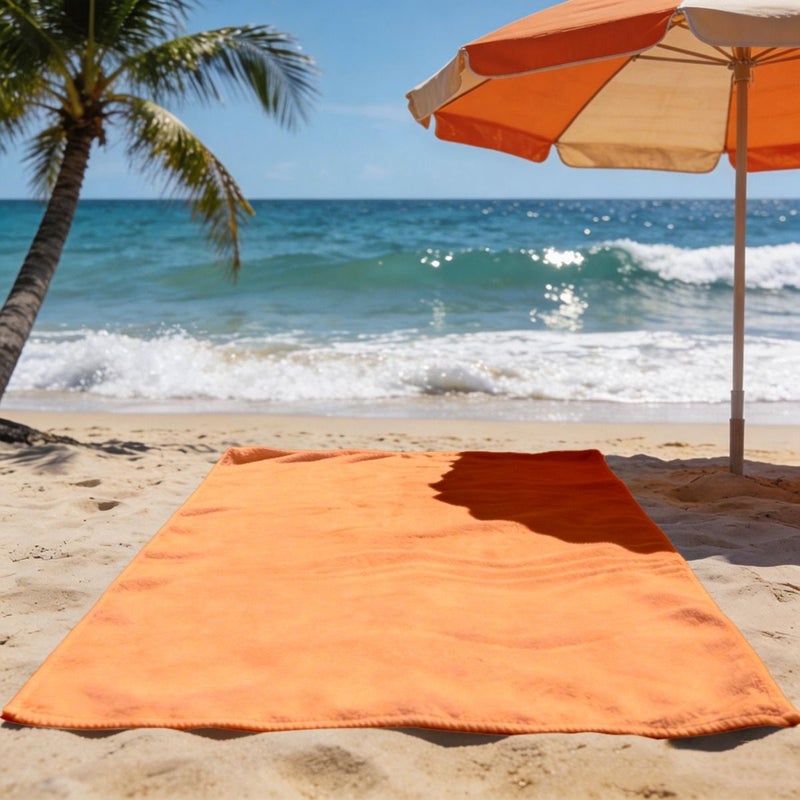 Retro Orange Microfiber Beach Towel 35x75cm Soft Lightweight Machine Washable for Swimming Surfing Bathing Travel Gift - Image 1