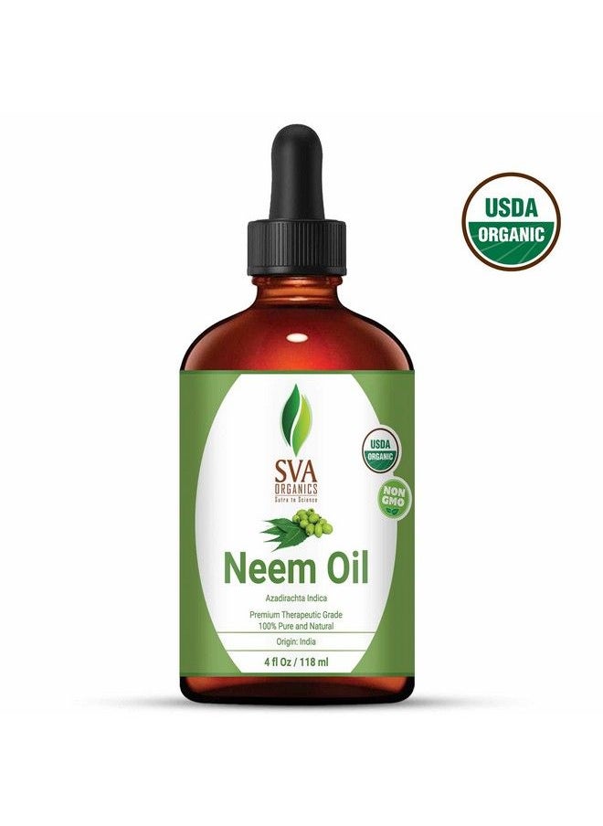 SVA Organics زيت النيم المعتمد من وزارة الزراعة الأمريكية 4 أونصات | رائحة قوية جداً وعشبية | 100% نقي داكن وغير مكرر للنظافة السطحية للبشرة والشعر والتدليك الأيورفيدي للرفاهية العامة.  - Image 5