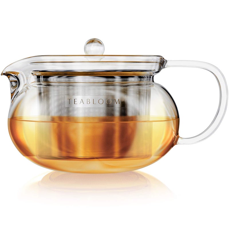 Teabloom Kyoto 2in1 Tea Kettle and Tea Maker  Glass Teapot with Removable Loose Tea Infuser  Tea Connoisseurs Choice