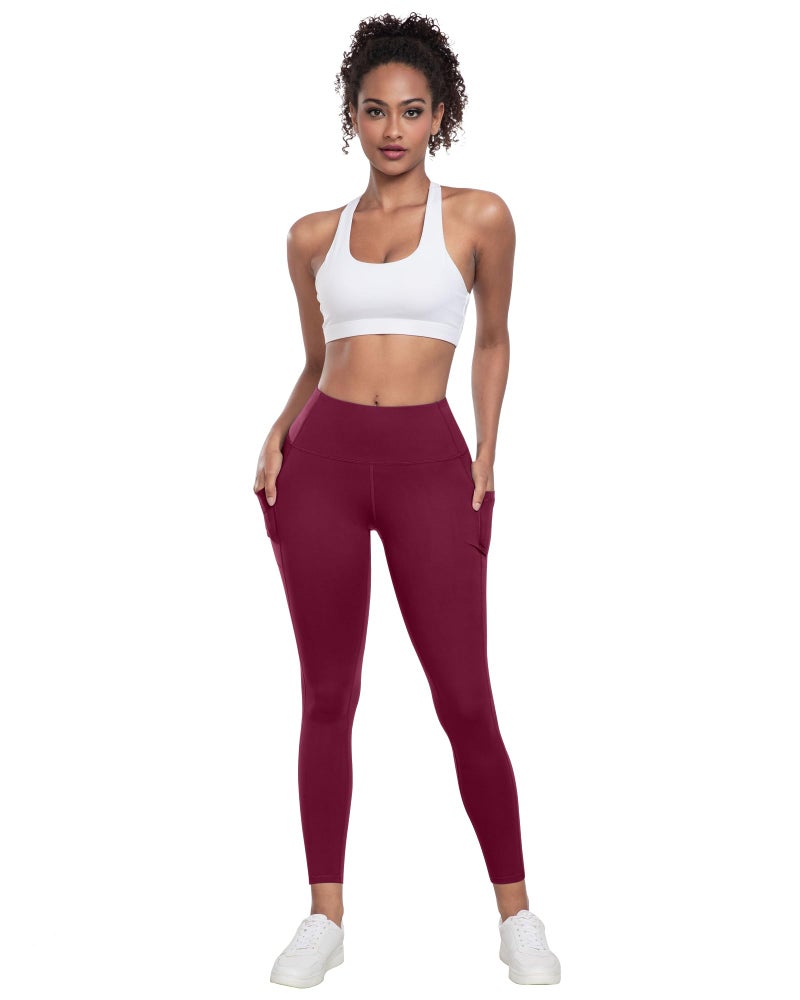 LZYVOO Leggings with Pockets for Women, 6 Packs Soft High Waisted Tummy Control Workout Yoga Pants(BlackGrayNavyWineGreenBrown-XL) - Image 2
