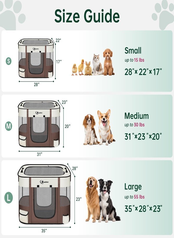 Siedihit Dog Playpen,Cat Pet Puppy Pen,Portable Playpens for Dogs Indoor Outdoor Travel Camping Use,Foldable Dog Kennel Tent Crate for Rabbit Small Animals with Carrying Case (Brown, Medium) - Image 2