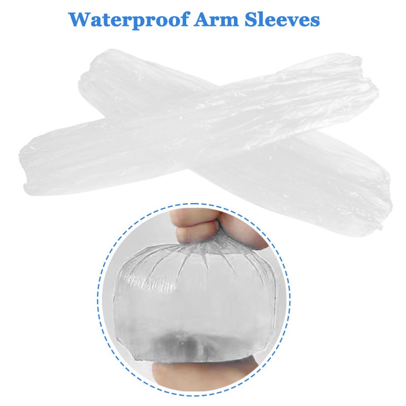 Yzurbu 100pcs Disposable Arm Sleeves, Waterproof PE Oversleeves Protector Covers with Elastic on Cuff - Image 4
