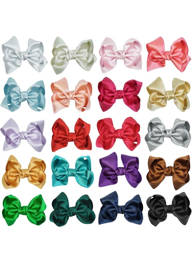 ZOONAI 3 Inch Baby Girl Hair Bows Clips Hairpin Headwear Little Teen Toddler Girls Kids Teens Toddlers Hair Accessories - Set of 2 (Light Gold) - Image 3