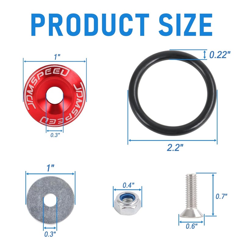 JDMSPEED Red Universal CNC Billet Bumper Trunk Quick Release Fastener Kit - Image 4