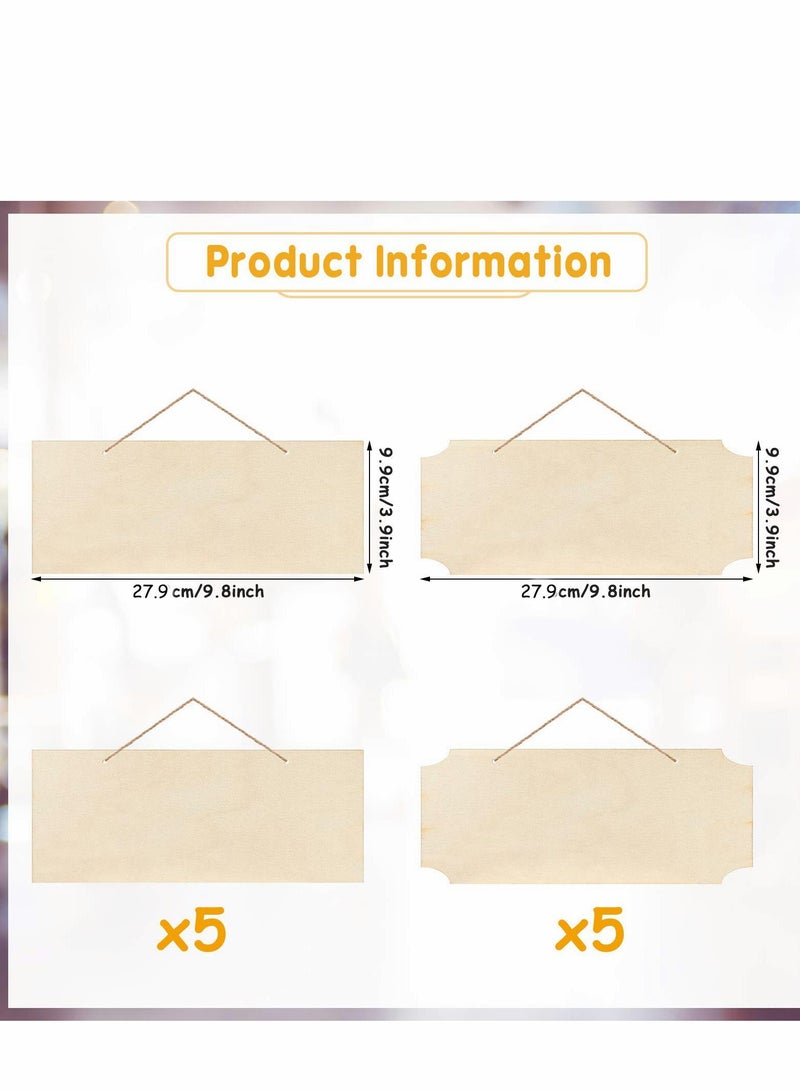 Excefore علامات خشبية معلقة غير مكتملة مستطيلة بلاك خشبية شرائح لافتات مع حبال للرسم بالنقش والرسم والكتابة ودي آي واي لمستلزمات الحرف المنزلية (بيج، 10 قطع) - Image 2