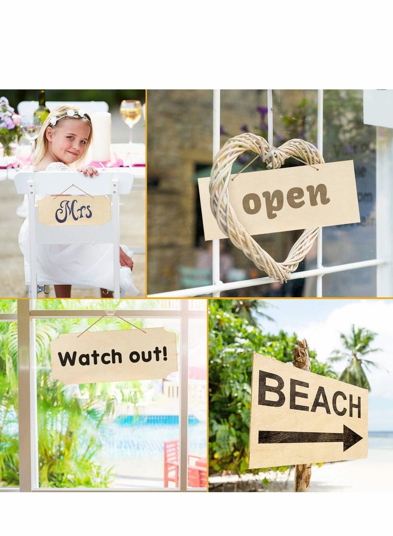 Excefore علامات خشبية معلقة غير مكتملة مستطيلة بلاك خشبية شرائح لافتات مع حبال للرسم بالنقش والرسم والكتابة ودي آي واي لمستلزمات الحرف المنزلية (بيج، 10 قطع) - Image 5