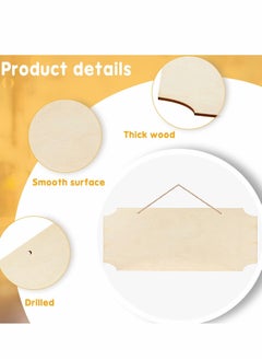 Excefore Unfinished Hanging Wood Signs Rectangle Blank Wooden Plaque Slices Banners with Ropes for Pyrography Painting Writing DIY Home Crafts Supplies (Beige, 10Pcs)  - Image 3
