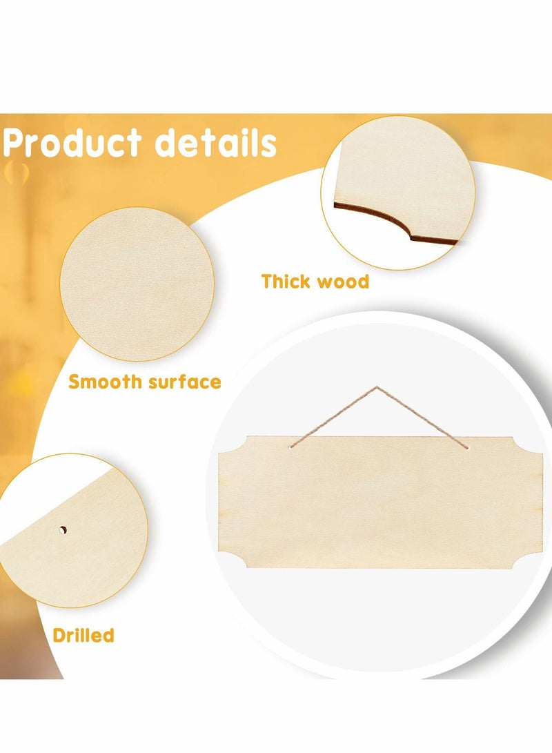 Excefore علامات خشبية معلقة غير مكتملة مستطيلة بلاك خشبية شرائح لافتات مع حبال للرسم بالنقش والرسم والكتابة ودي آي واي لمستلزمات الحرف المنزلية (بيج، 10 قطع) - Image 3