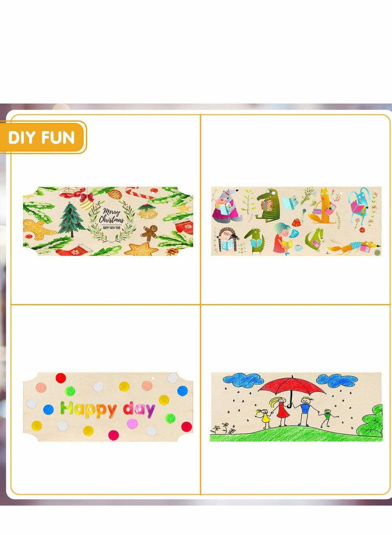 Excefore علامات خشبية معلقة غير مكتملة مستطيلة بلاك خشبية شرائح لافتات مع حبال للرسم بالنقش والرسم والكتابة ودي آي واي لمستلزمات الحرف المنزلية (بيج، 10 قطع) - Image 4
